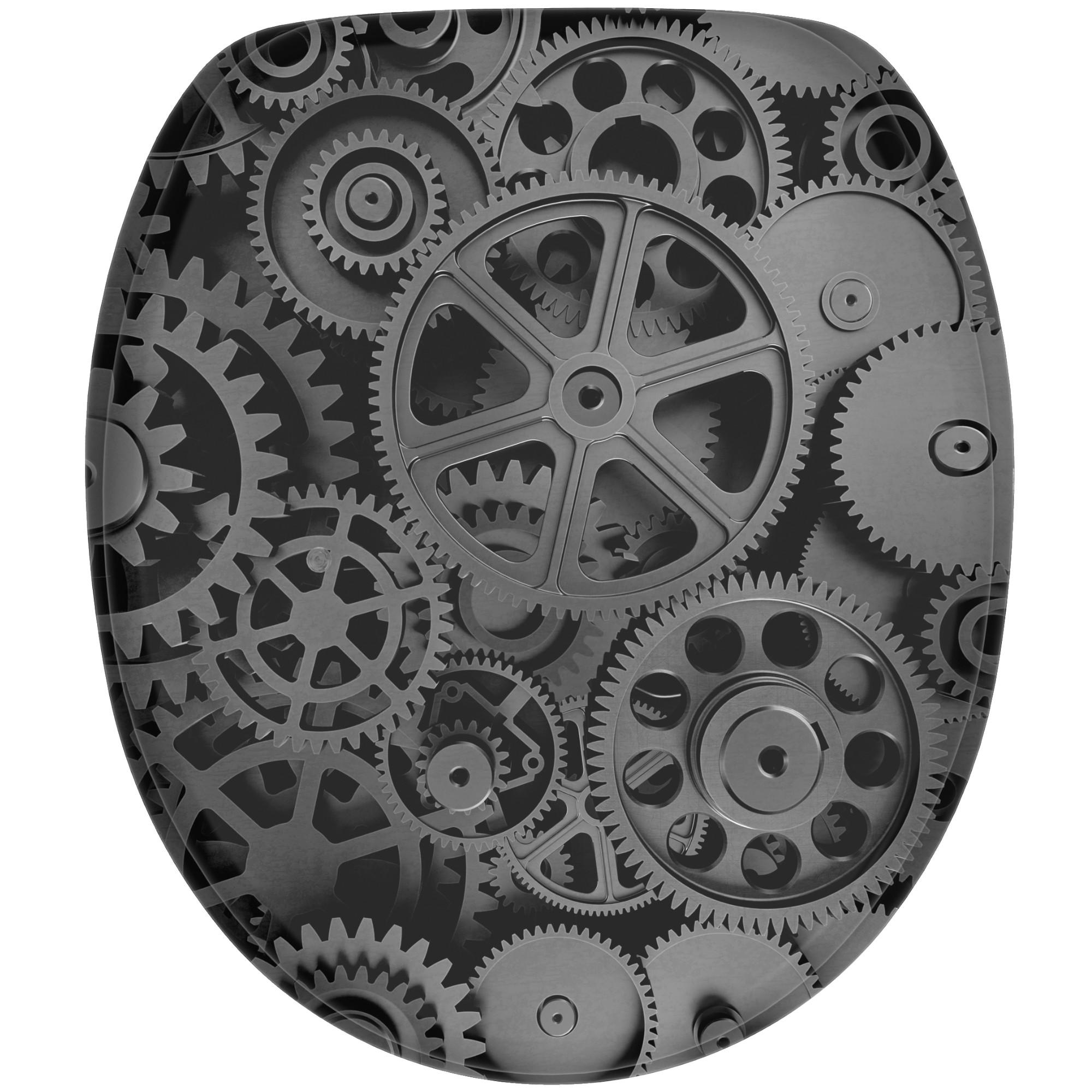 WC-SITZ mit Absenkautomatik Gears - Grau, Holzwerkstoff (38/6/47cm) - Sanilo