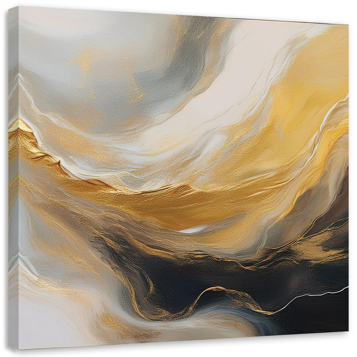 LEINWANDBILD Abstrakte Marmorstruktur Goldgrau - Goldfarben, Textil (50/50cm) - Feeby
