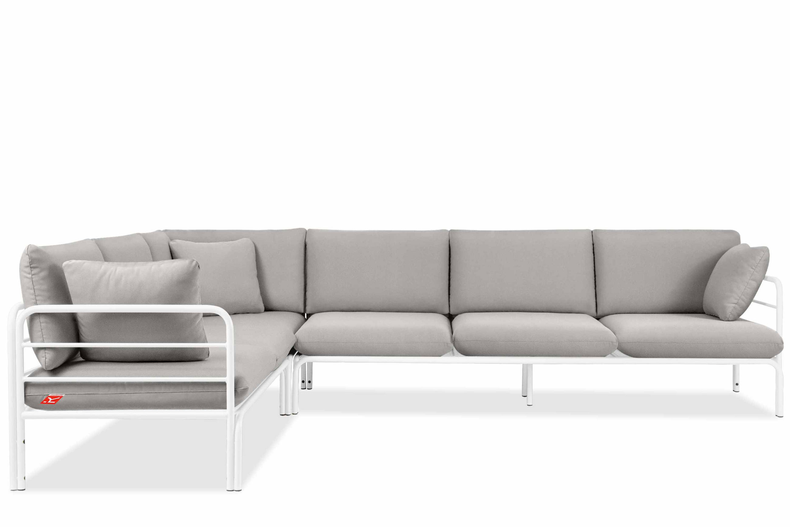 GARTENECKSOFA RAMBE 5-Sitzer mit Kissen, Weiß/Hellgrau - Hellgrau/Weiß, Textil/Metall (304/80/229cm) - KONSIMO®