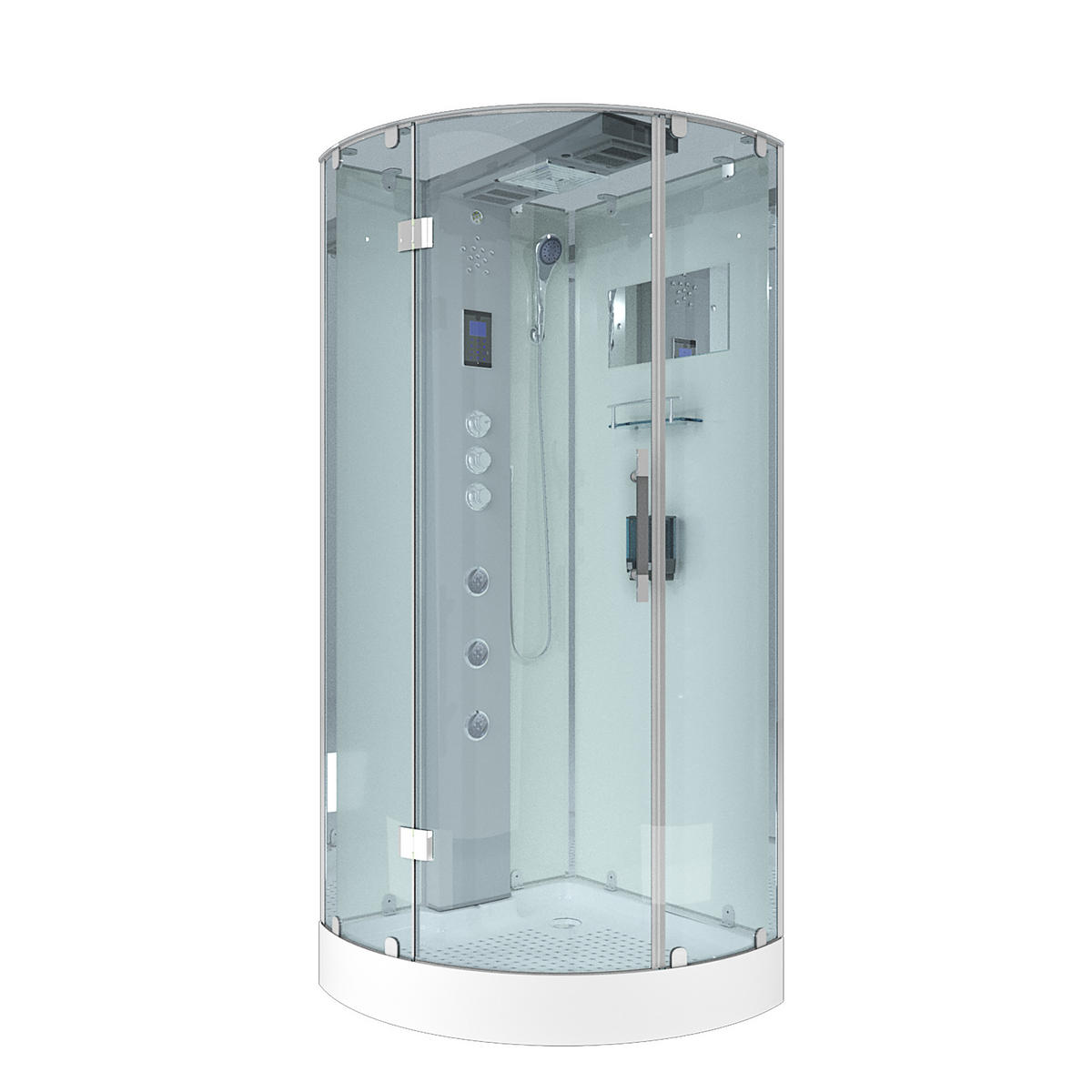 DAMPFDUSCHE Dusche D37-10L3-EC Weiß 90x90 - Weiß, Glas/Kunststoff (90/90/218cm) - AcquaVapore by Sandra Jentho