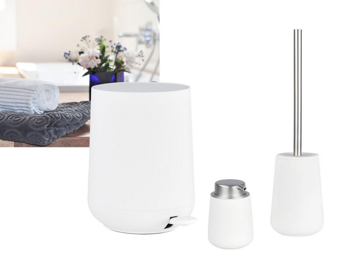 BAD ACCESSOIRES SET Nova 3tlg. white (weiß) - Weiß, Kunststoff (23/29/23cm) - Zone Denmark