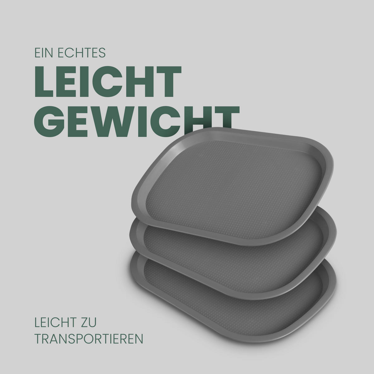 SERVIERTABLETT Kunststoff 37x27 cm - Grau, Kunststoff (27/2/37cm)