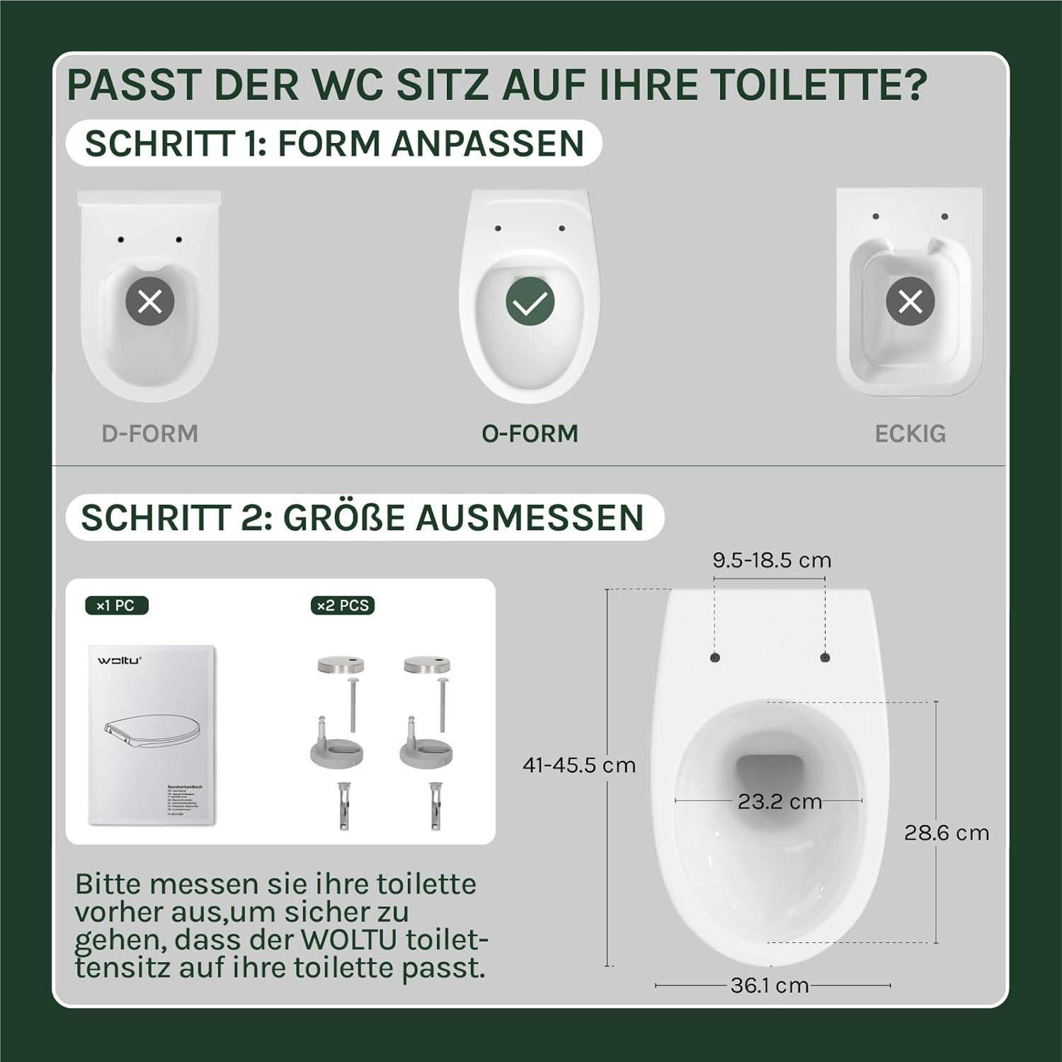 WC SITZ mit Absenkautomatik, Softclose Scharnier, Oval - Weiß, Kunststoff (37/5.7/44cm) - Woltu