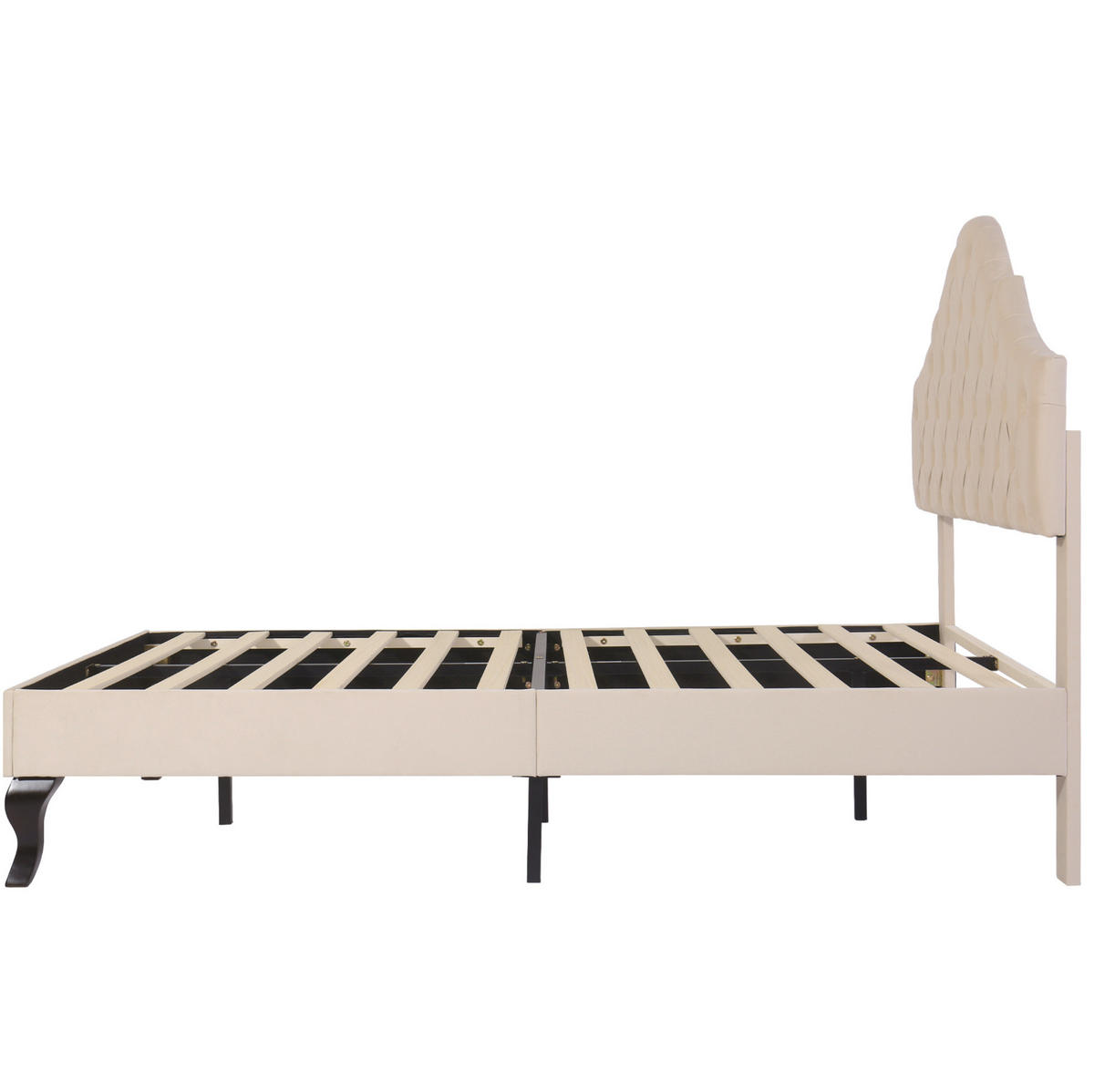 POLSTERBETT mit verstellbarem Kopfteil 140x190 cm Samt Off-White - Beige, Holzwerkstoff (140/190cm) - Beauniv
