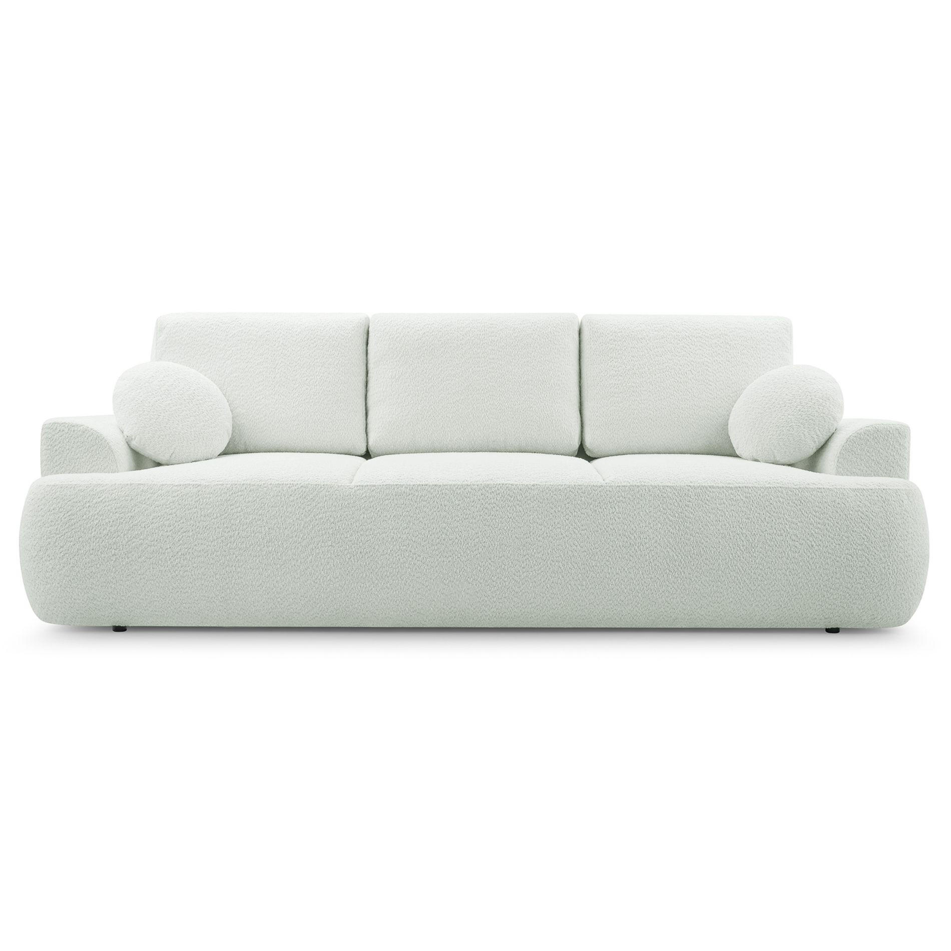 3-SITZER SOFA Barletto Creme Bouclé - Creme/Schwarz, Holz/Textil (248/94/110cm) - Selsey