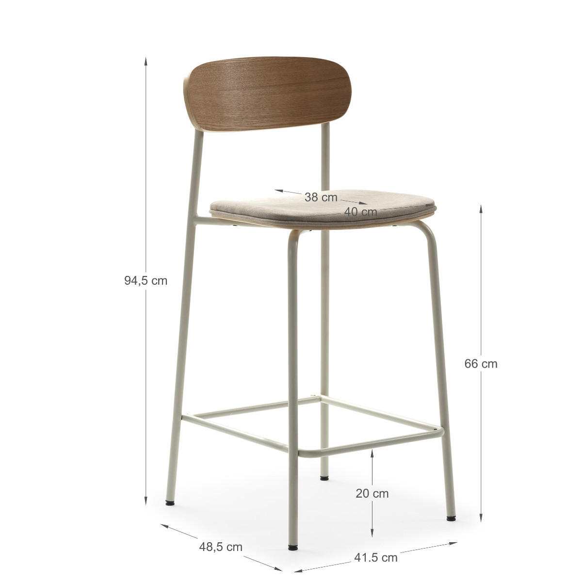 BARHOCKER (Set aus 2) aus Stoff mit schwarzen Metallbeinen - adriana 42/48/66 cm - Beige, Textil (48/66/42cm) - Calicosy
