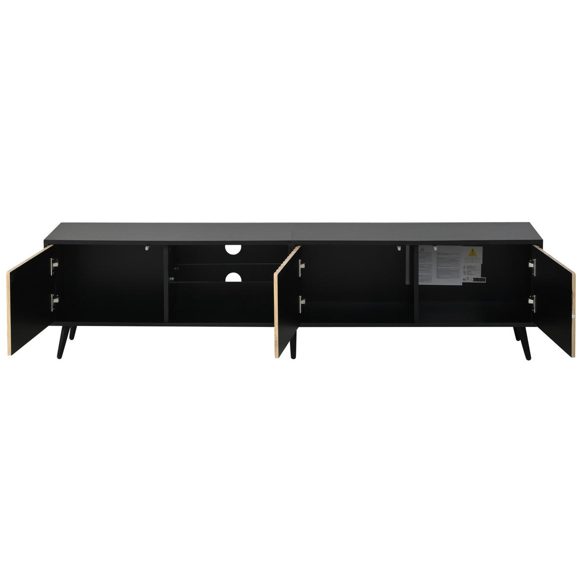 TV-ELEMENT mit LED 175 x 31 x 43,5 cm Naturholz/Schwarz - Braun, Holzwerkstoff (31/43.5/175cm) - Beauniv