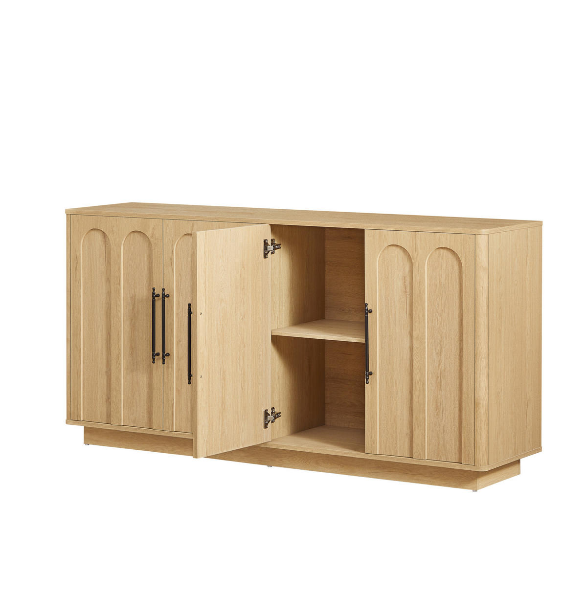 BUFFETSCHRANK 120/40/188 cm mit LED-Beleuchtung, 4 Türen, 2 Schubladen und Getränkehaltern, Grün - Grün, Holzwerkstoff (120/188/40cm) - Redom