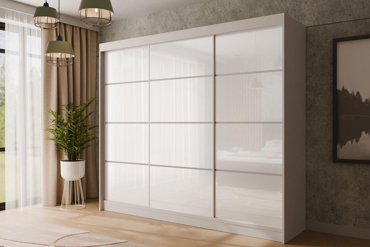 KLEIDERSCHRANK PEKA III - 250 cm - Weiß - Weiß, Holzwerkstoff (250/215/61cm) - ALTDECOR