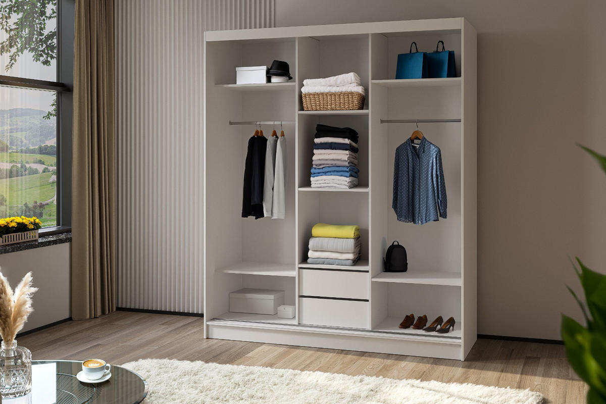 SCHWEBETÜRENSCHRANK Vex 180 cm mit Spiegel, 3-türig, kaschmir - Kaschmir, Kunststoff (180/216/61cm) - Margaret Hadas24