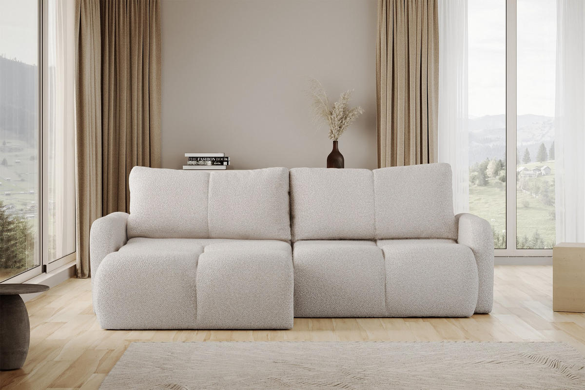 SOFA Potto mit ausziehbarer Ottomane Creme - Creme, Kunststoff/Textil (232/90/110cm) - Selsey