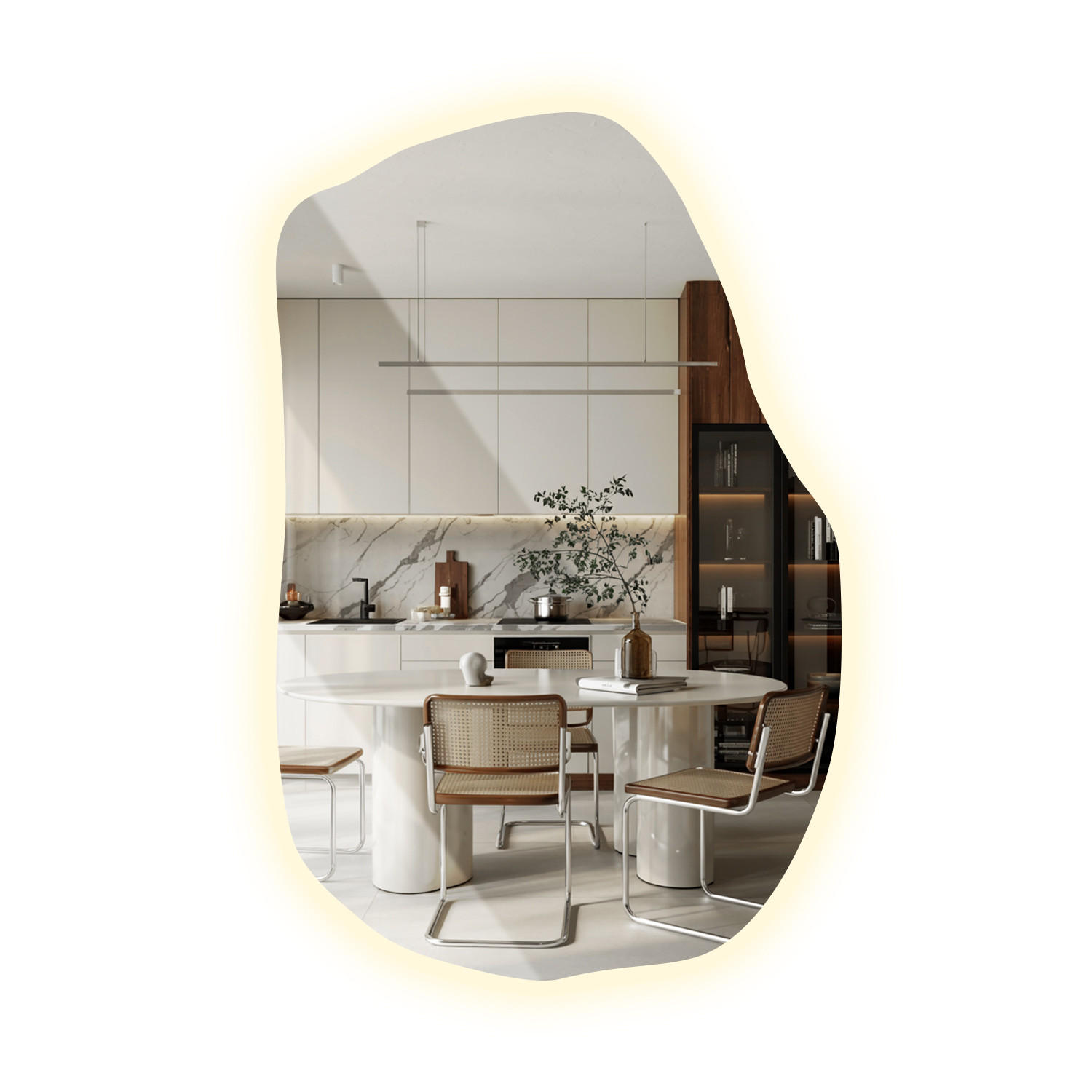 LED SPIEGEL 90 x 58,5 cm Unregelmäßige Form Neutralweiß 4000K - Transparent, Glas (90/58.5/0.4cm) - TULUP