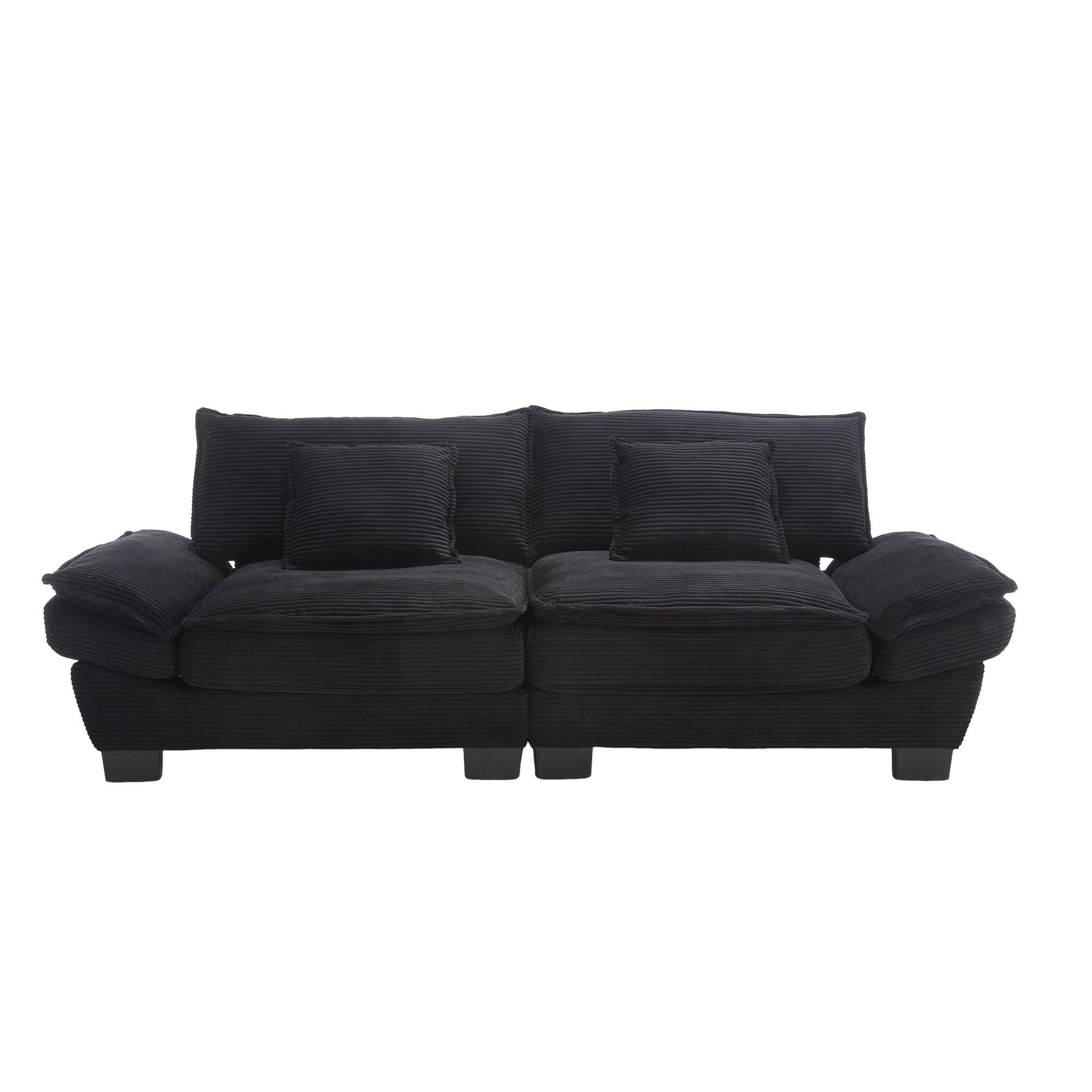 SOFA für 2 Personen mit Velvet-Bezug in Schwarz 224/81/81 cm - Schwarz, Textil (224/81/81cm) - OKWISH