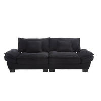 SOFA für 2 Personen mit Velvet-Bezug in Schwarz 224/81/81 cm - Schwarz, Textil (224/81/81cm) - OKWISH