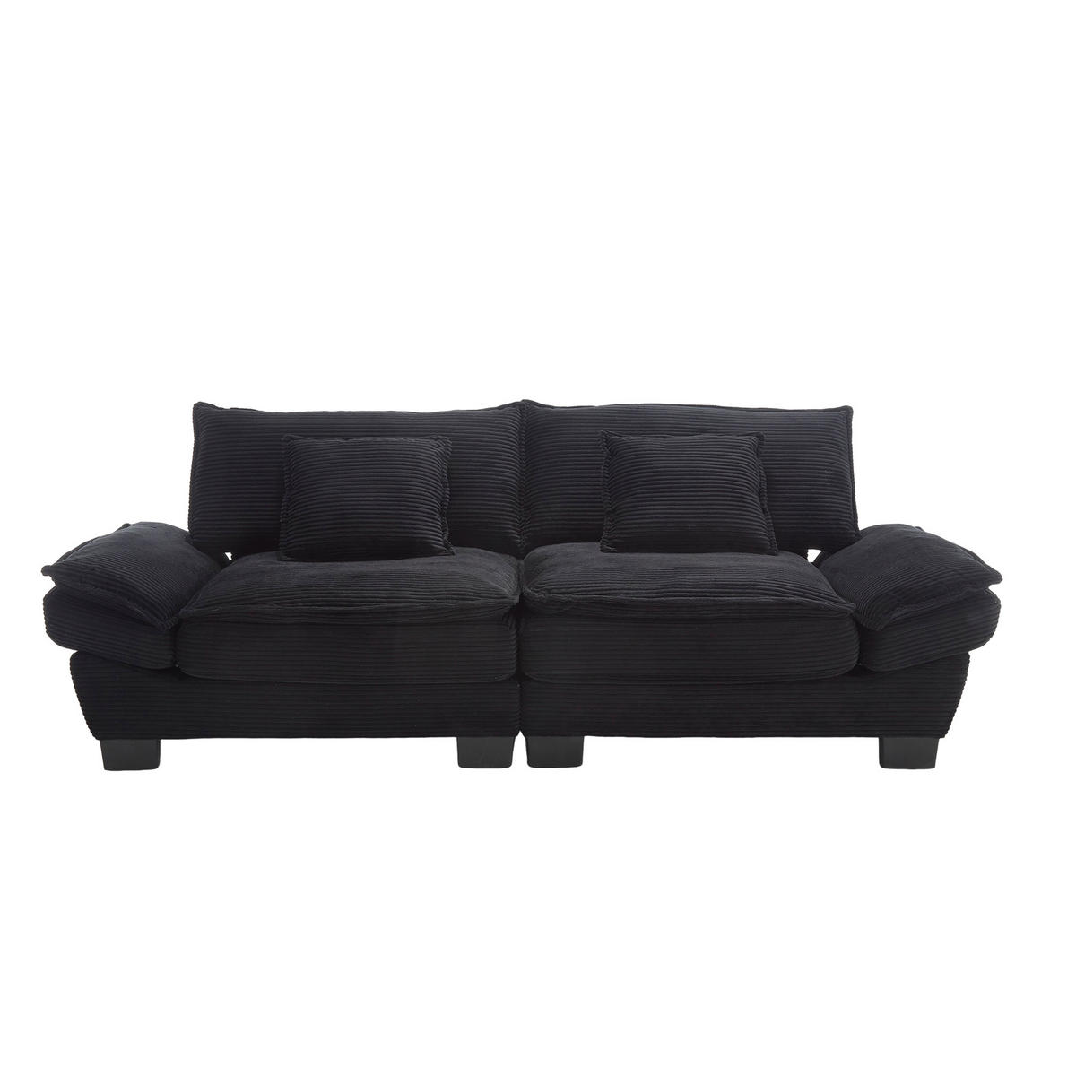 SOFA für 2 Personen mit Velvet-Bezug in Schwarz 224/81/81 cm - Schwarz, Textil (224/81/81cm) - OKWISH