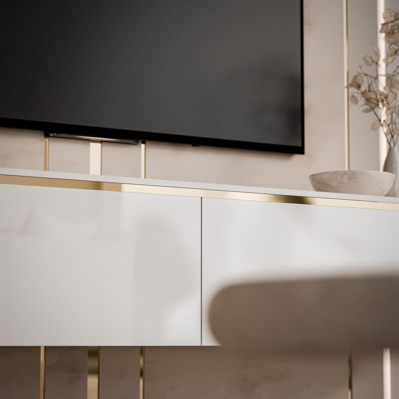 HÄNGESCHRANK TV-Möbel AURORA Weiß Hochglanz - Weiß Hochglanz, Holzwerkstoff (180/32/40cm) - Lookway