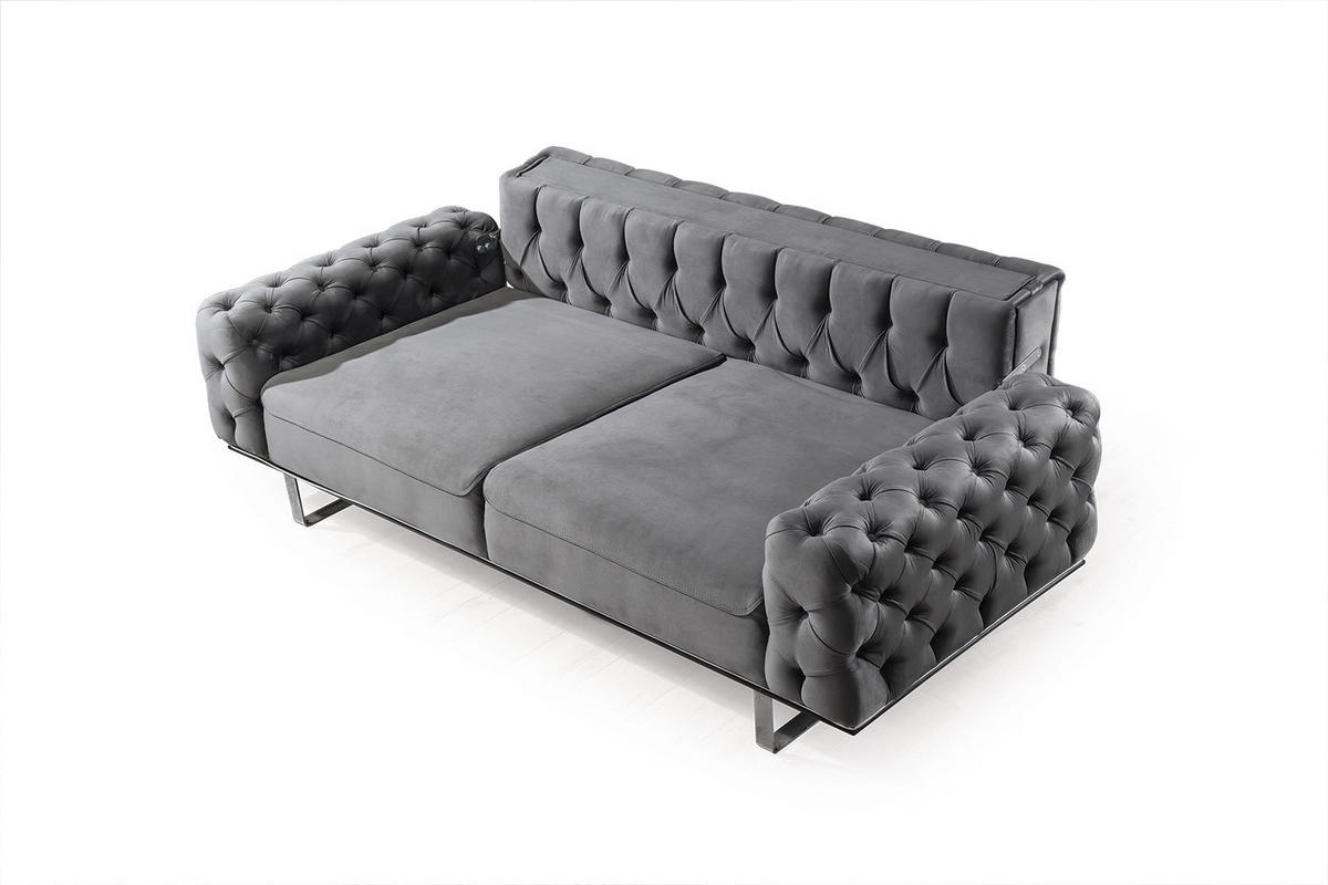 SITZGARNITUR Roma Grau Stellvariante:3+3+1 - Grau, Holz (240/81/103cm) - Villa Möbel