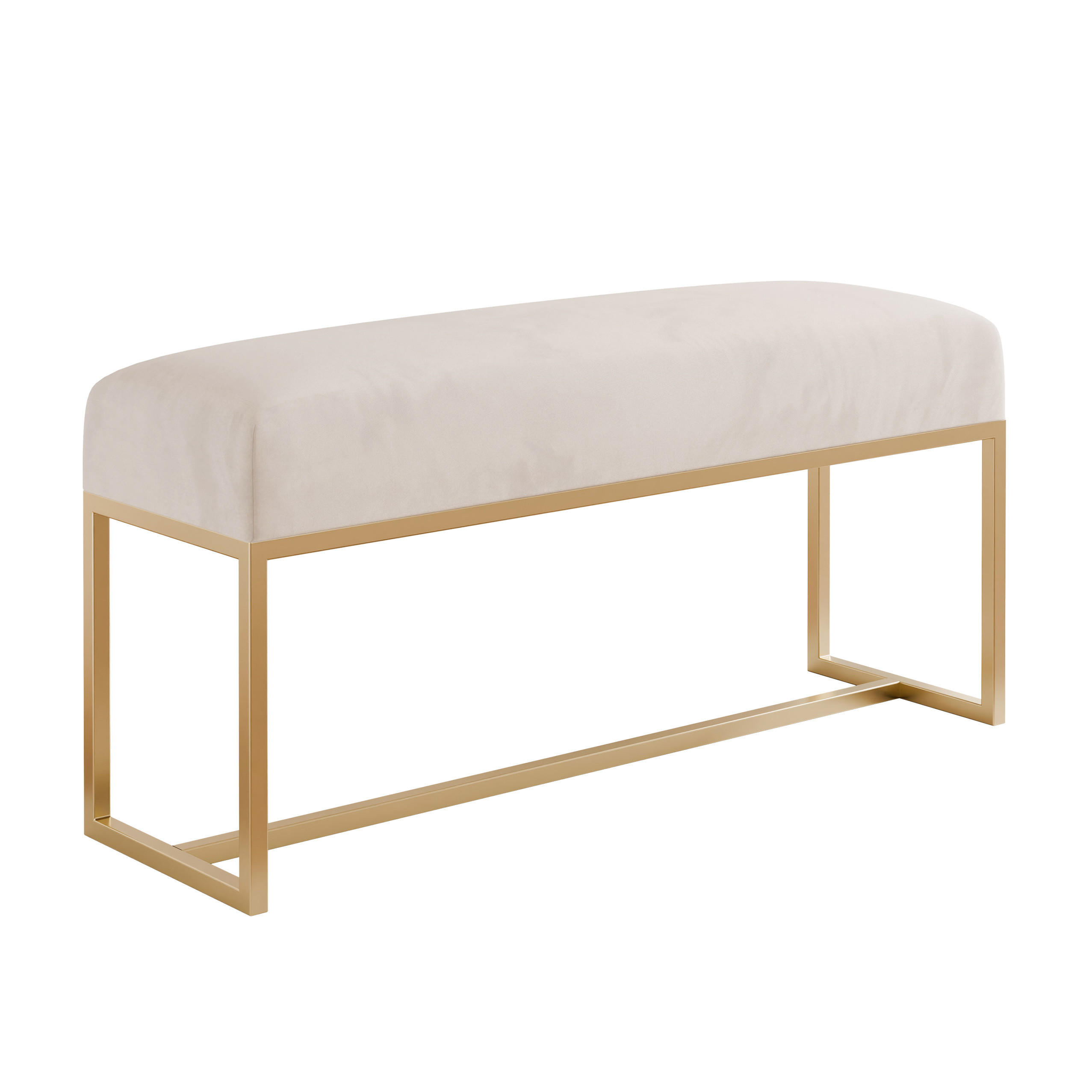 POLSTERBANK MUSE 90 cm Gold / Creme ,Metallgestell - Creme, Metall (90/47/30cm) - Idohome
