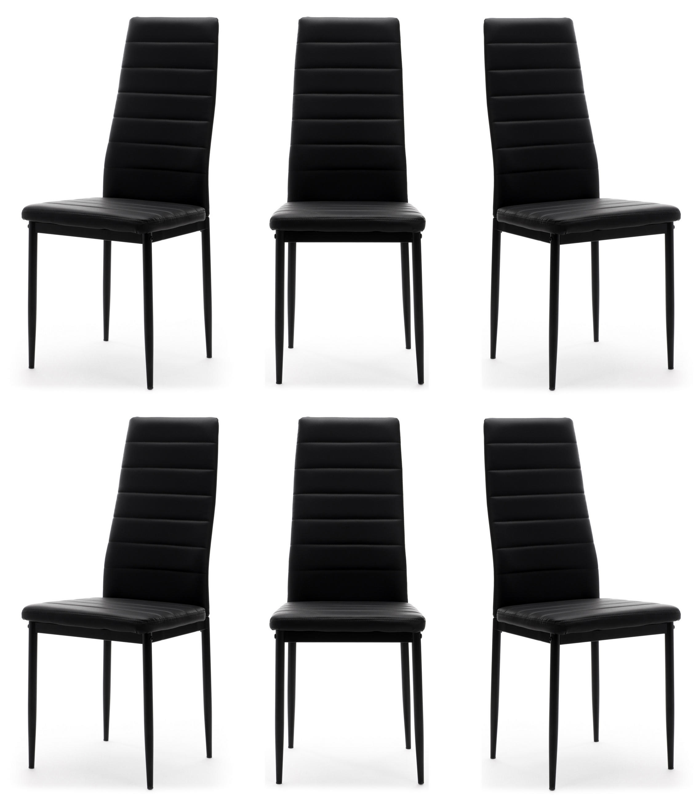 STUHL Set FADO 6x aus Ökoleder - schwarz - Schwarz, Leder/Metall (45/99/50cm) - NEW HOME