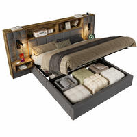 POLSTERBETT 160/200 cm in Grau mit Stauraum, LED, Leselampen, Nachttischen und USB/Type-C - Grau, Holzwerkstoff/Textil (160/200cm) - WISHDOR