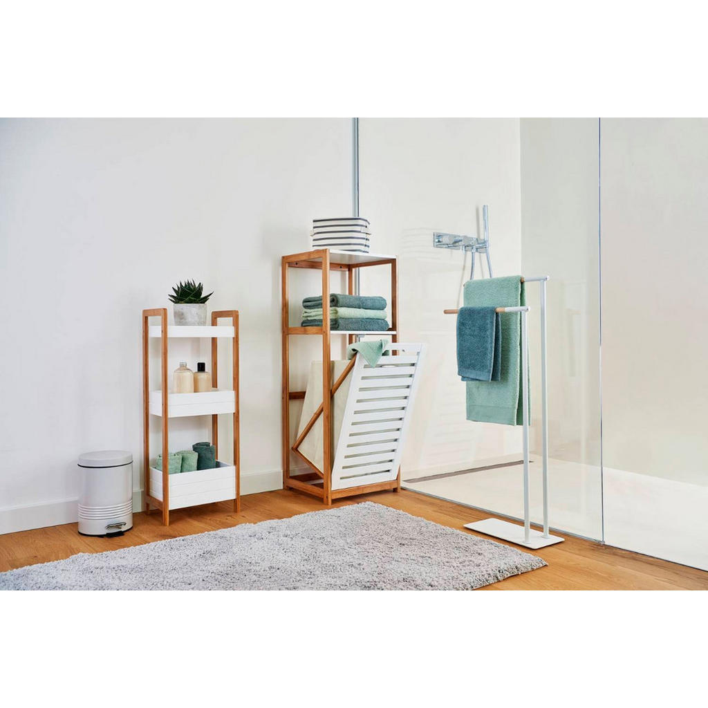 Thumbnail - Zeller Badezimmerregal, Weiß, Naturmaterialien, 36x98x33 cm, Badezimmer, Badezimmerregale, Badregale
