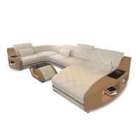 WOHNLANDSCHAFT Stoff Sofa Swing U Form Elfenbein Sandbeige Mikrofaserstoff - Sandfarben, Kunststoff (404/90/220cm)