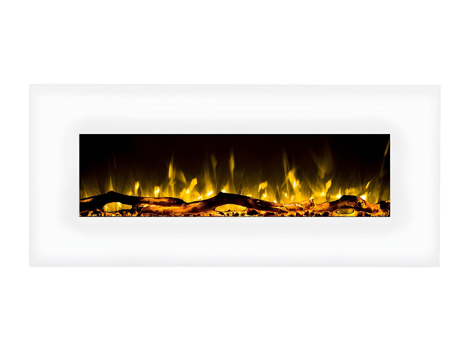 KAMIN - 110 cm x 14 cm - glas - weiß Lalita - Weiß, Glas/Metall (110/49/14cm) - Vente-Unique