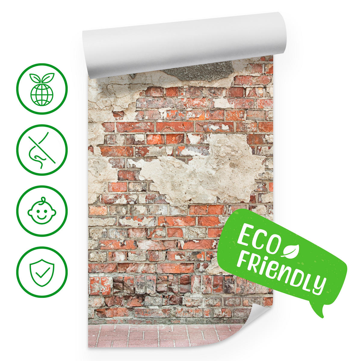 FOTOTAPETE für Wohnzimmer Alte Ziegelwand Rustikal 400x280 - Beige/Rot, Papier (400/280cm) - Muralo