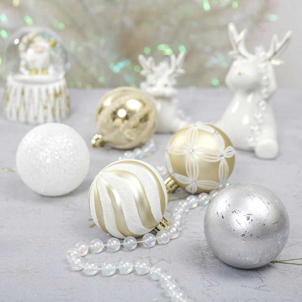 WEIHNACHTSKUGELN 20-teiliges Set 6 cm Kunststoff Gold Weiß - Multicolor, Kunststoff (302/6/242cm)