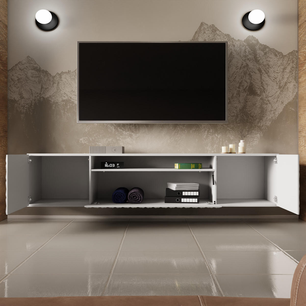 TV-SCHRANK CALI - Weiß, Holzwerkstoff (200/40/41cm) - Meblini