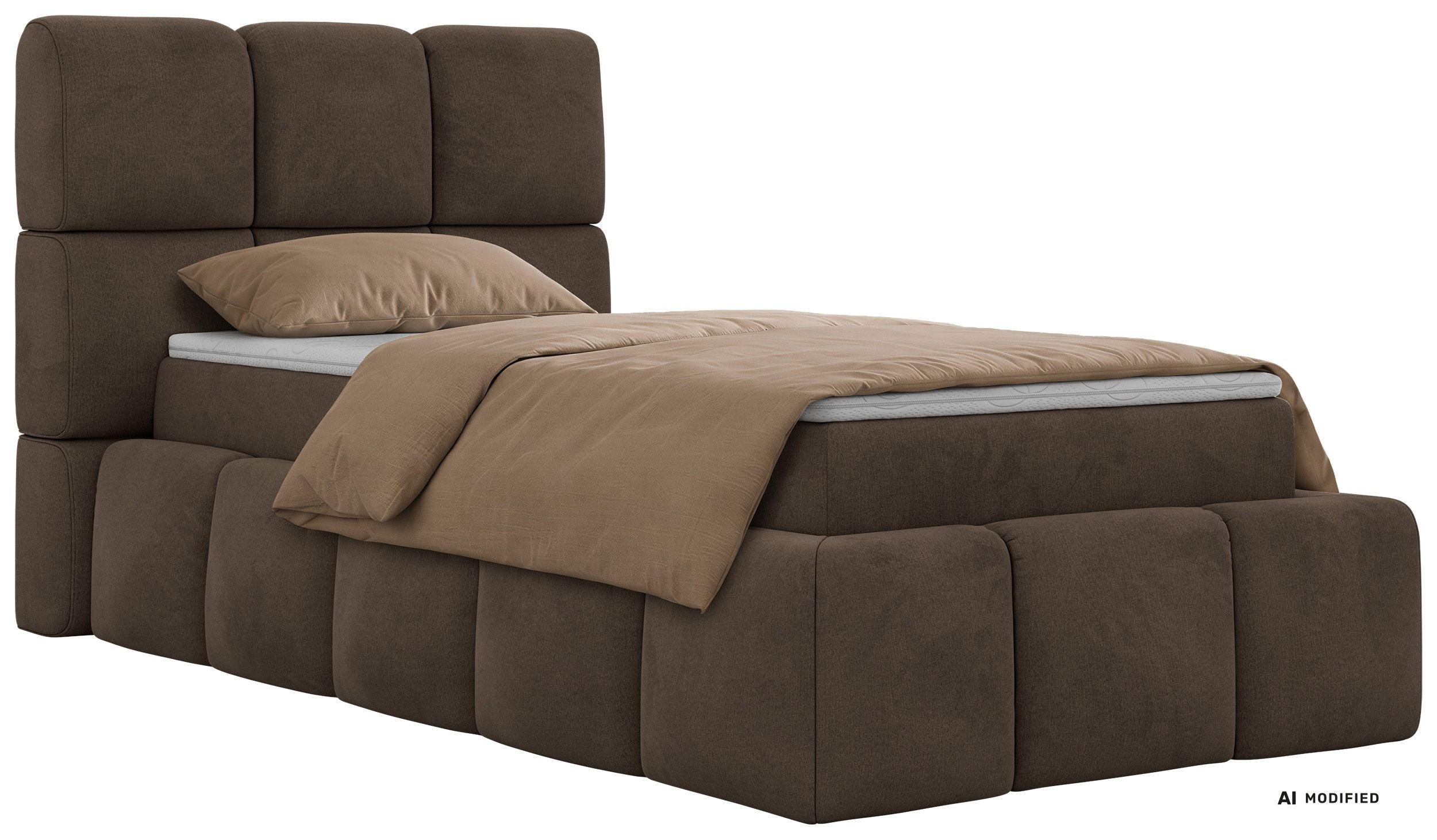 BOXBETT NIRA 90/200 - Braun Velvet - Topper Visco - H4 - Schwarz/Braun, Kunststoff/Textil (90/200cm) - MKS
