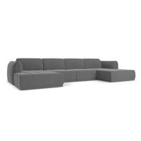 WOHNLANDSCHAFT Samt Stoff Grau - Schwarz/Grau, Kunststoff/Textil (370/74/170cm) - Makamii