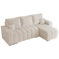 ECKSOFA KIRASSO L Beige Cord - Beige/Grau, Textil (245/147cm) - MKS