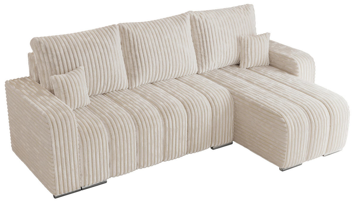 ECKSOFA KIRASSO L Beige Cord - Beige/Grau, Textil (245/147cm) - MKS