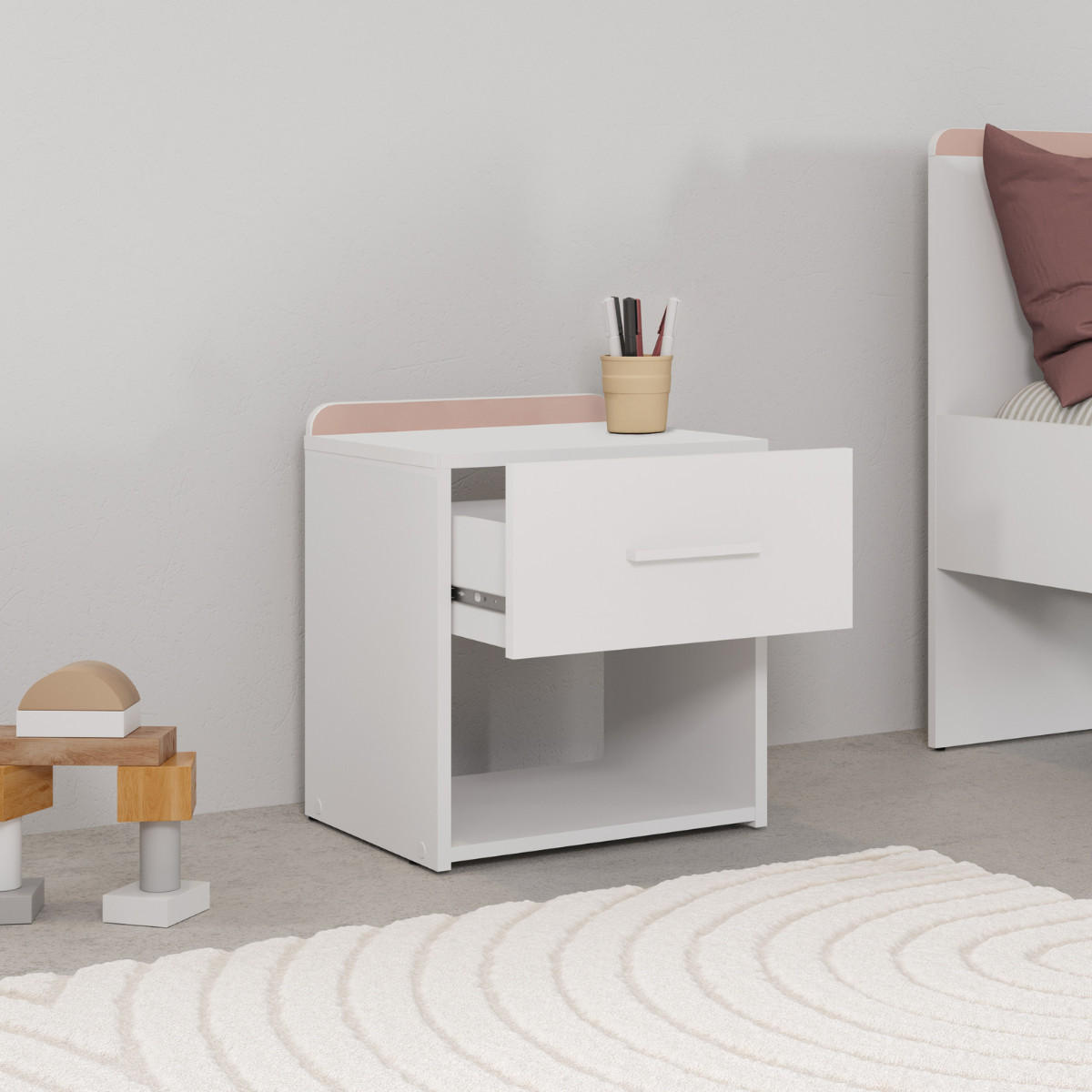 NACHTTISCH reverso weiss - Weiß, Holzwerkstoff (34.3/45.8/48cm) - Calicosy