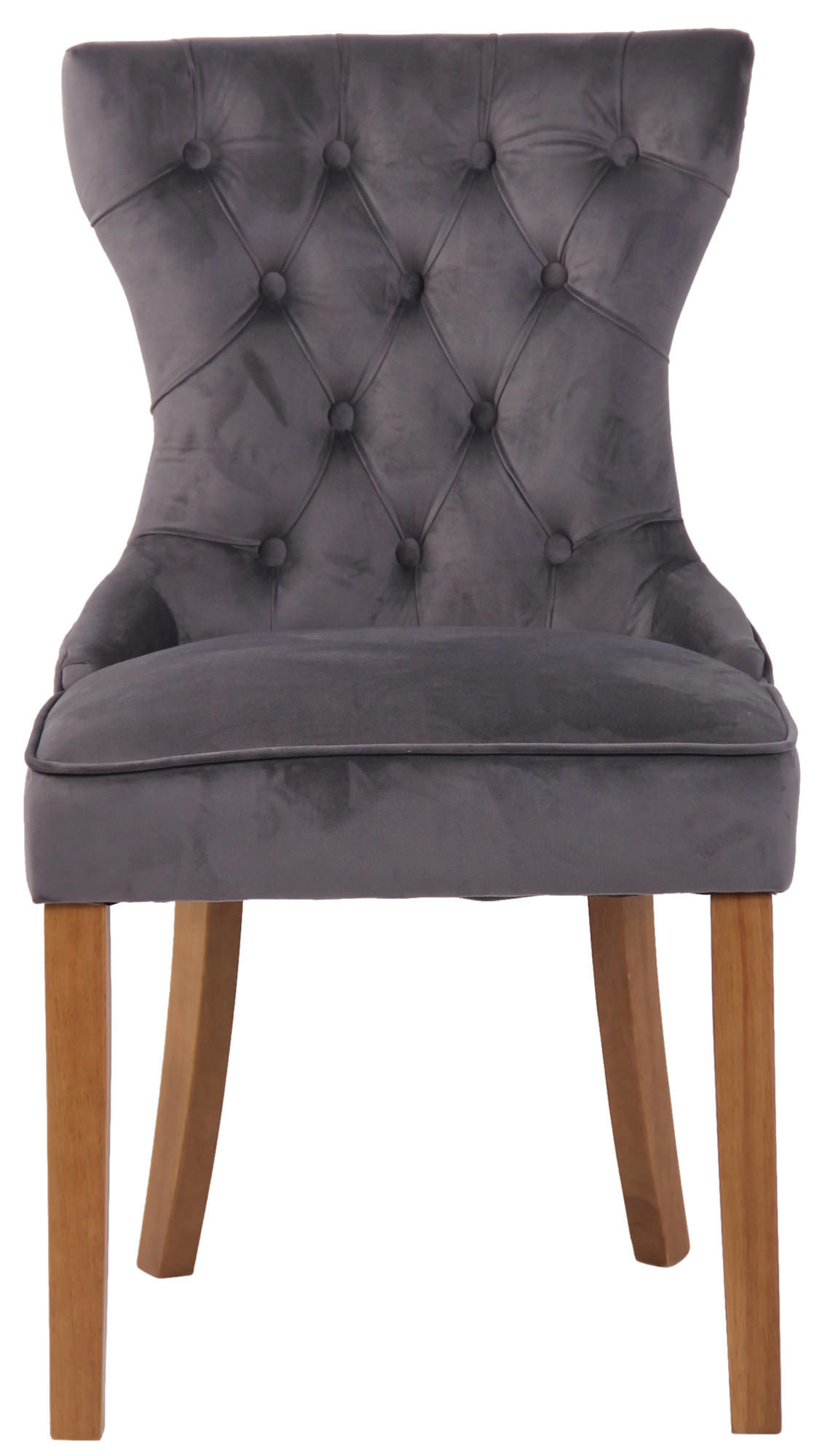 STUHL Samt dunkelgrau - Dunkelgrau/Naturfarben, Holz/Textil (51/90/59cm) - CLP