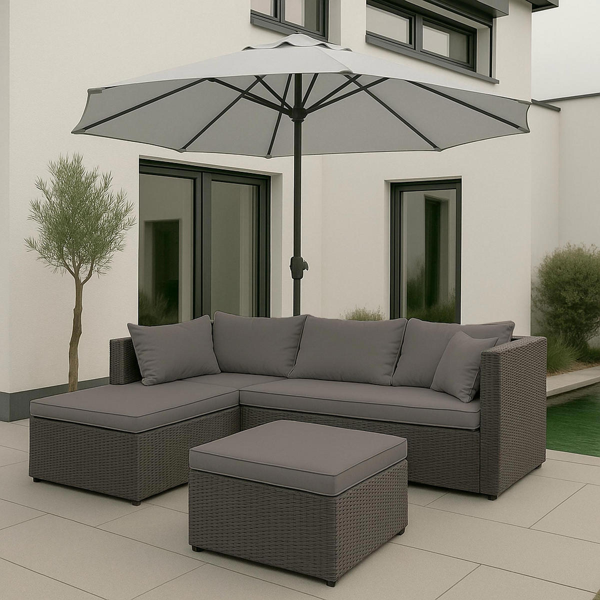 LOUNGEGARNITUR Grau - Grau, Kunststoff - MCW
