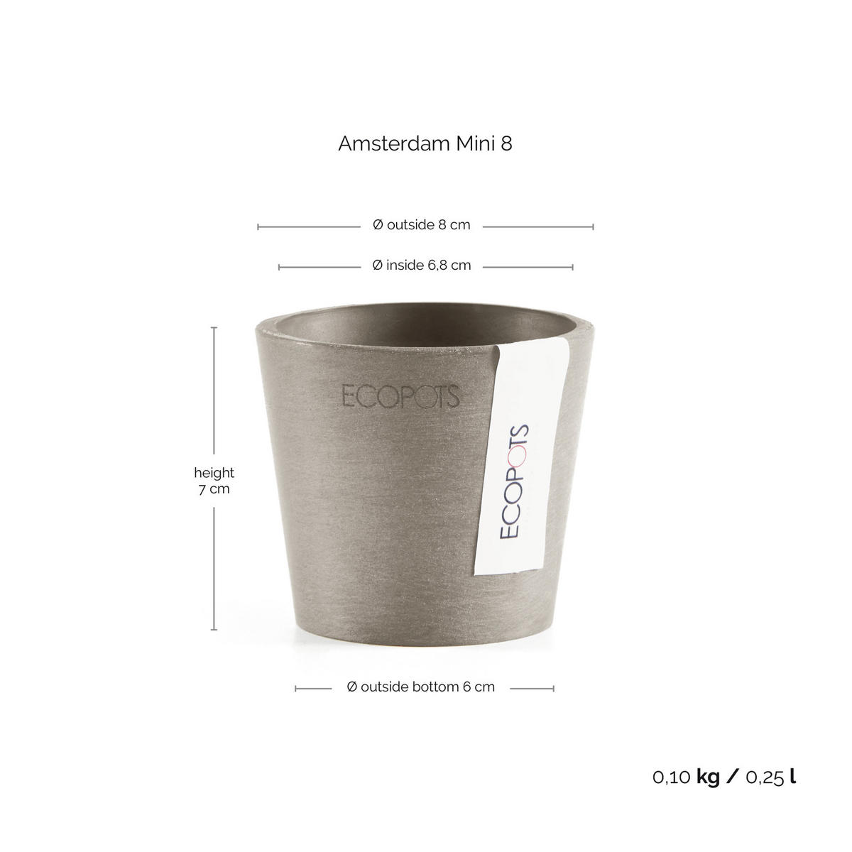 BLUMENTOPF Amsterdam46211cm Taupe - Taupe, Kunststoff (8/7cm) - Ecopots