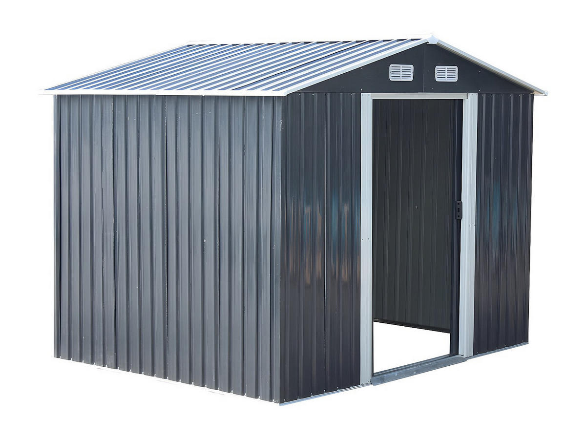 SCHREBERGARTENHAUS - 247 cm x 191 cm - metall - anthrazitgrau Manso - Anthrazit, Metall (247/170/191cm) - Vente-Unique