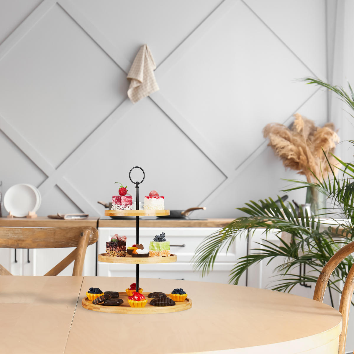 ETAGERE - Hellbraun, Holz/Metall (28/36cm) - Relaxdays