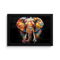 POSTER MIT RAHMEN Elefant - Graffiti - Schwarz - Tiere - Farben 30x20 cm - Schwarz, Papier (30/20cm) - MuchoWow