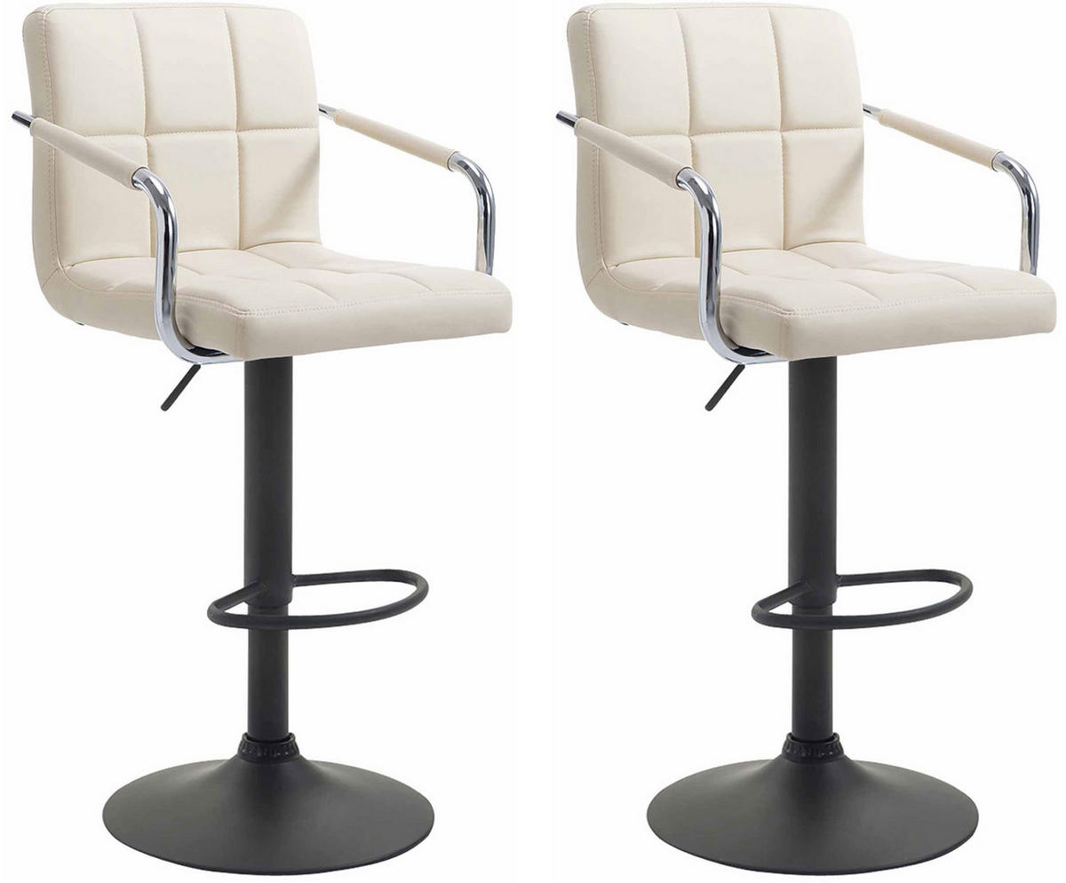 BARHOCKER 2er Set Luca schwarz creme - Creme/Schwarz, Kunststoff/Metall (54/112/46cm) - TPFLiving