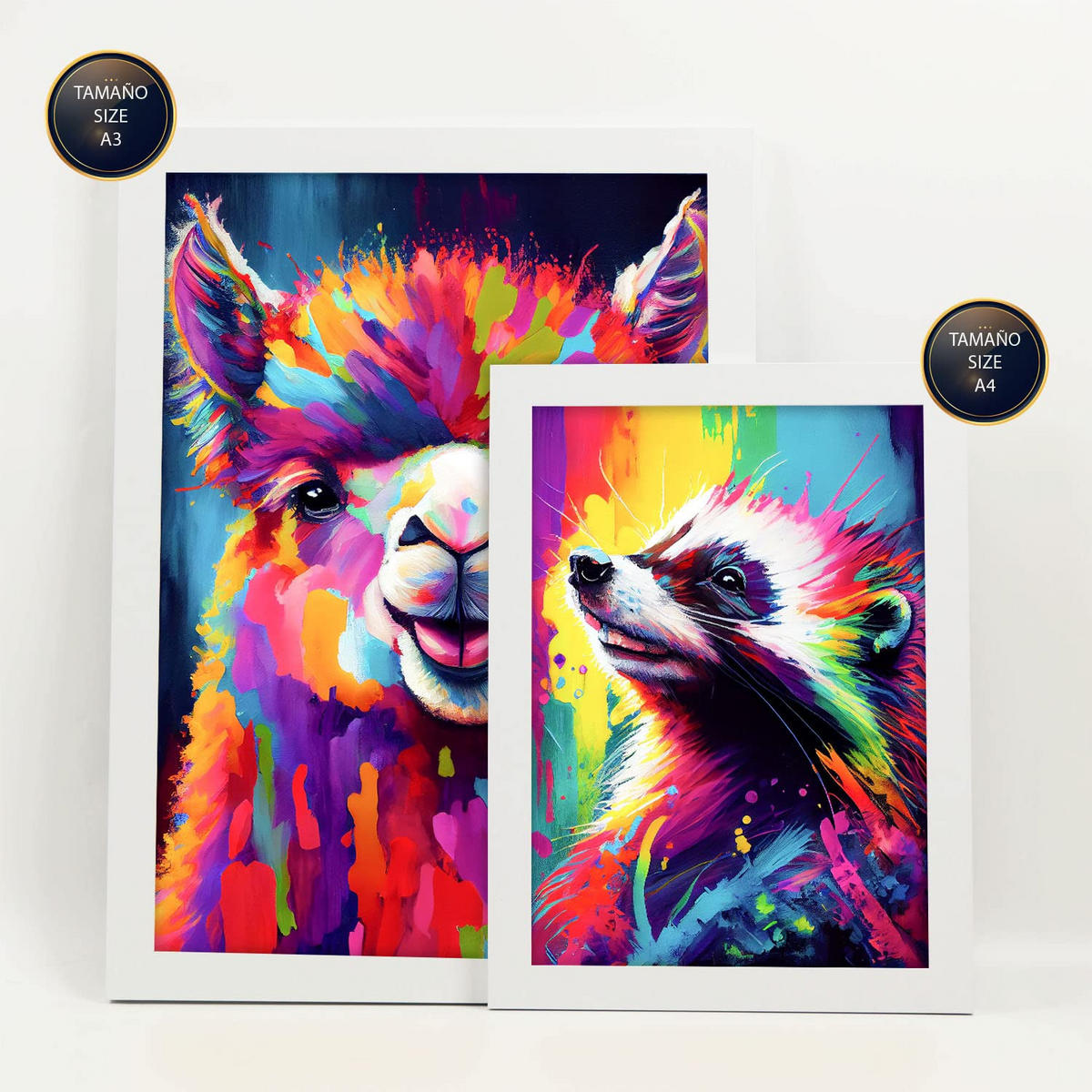 POSTER Set Mit 6 Dumme Tiere Im Hochformat Lebhafte Aquarell Stil Illustrationen Von Lächelnde Tiere Innenarchitektur A3 & A4 Weißer Rahmen - Weiß, Papier (29/3cm) - Nacnic