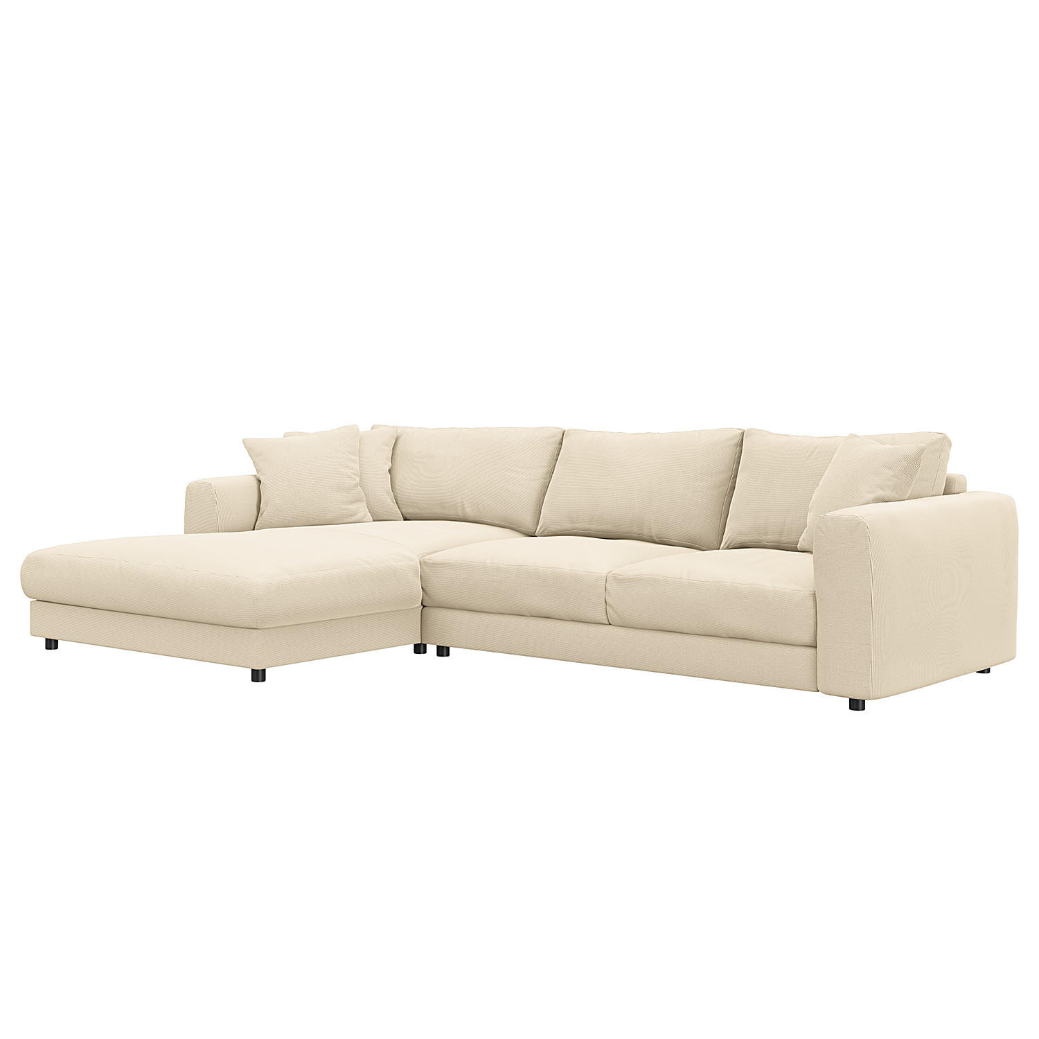 ECKSOFA mit Longchair - Beige/Schwarz, Holz/Kunststoff (286/183cm) - home24