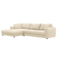 ECKSOFA mit Longchair - Beige/Schwarz, Holz/Kunststoff (286/183cm) - home24