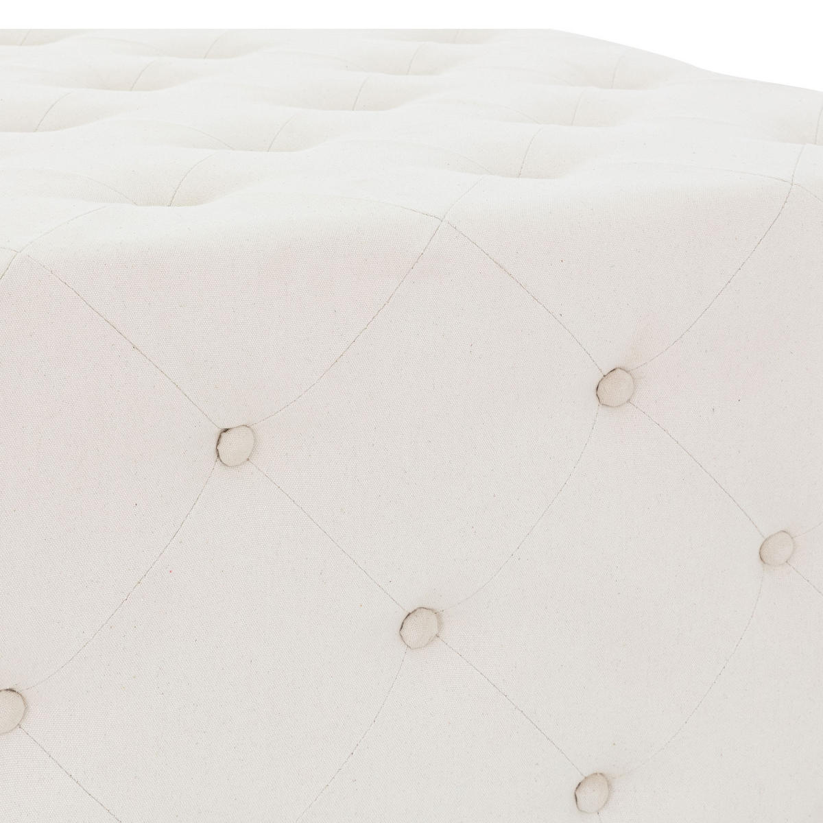 SITZPOUF Creme 90x90x45 cm quadratisch aus Leinen mit Metallfüße - Creme, Holz (90/45/90cm) - WOMO-DESIGN