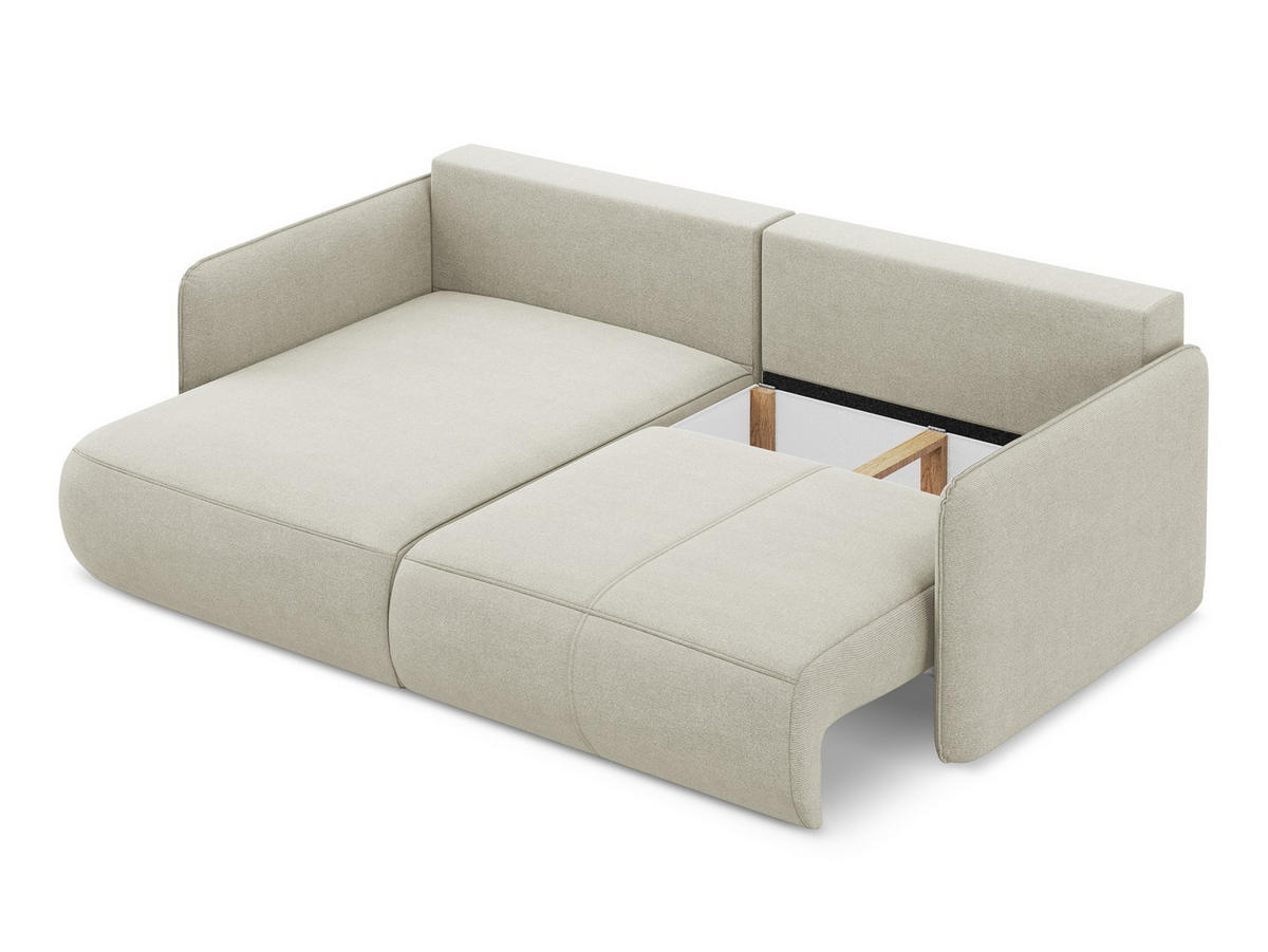 ECKSOFA mit Schlaffunktion Strukturstoff Stoff Beige - Beige/Creme, Kunststoff/Textil (148/207cm) - Makamii