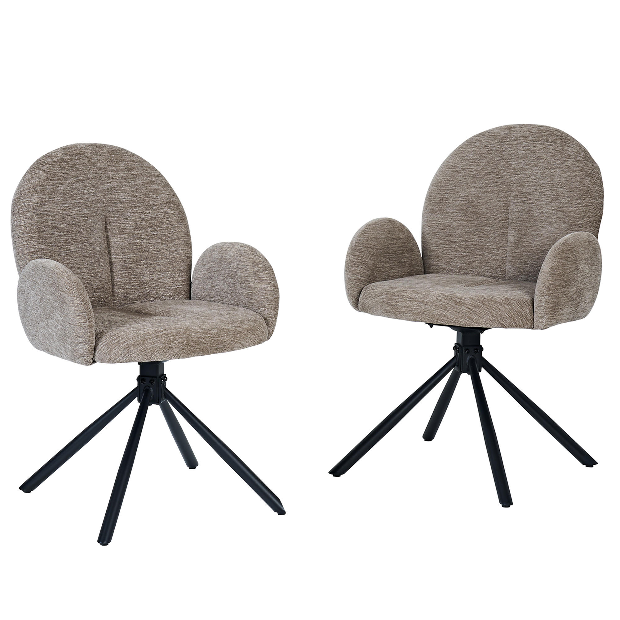 ARMLEHNSTUHL-SET DE-36849 2 Stück mit Drehfunktion Taupe - Taupe, Metall (36/86.5/53.5cm) - ComfortXL
