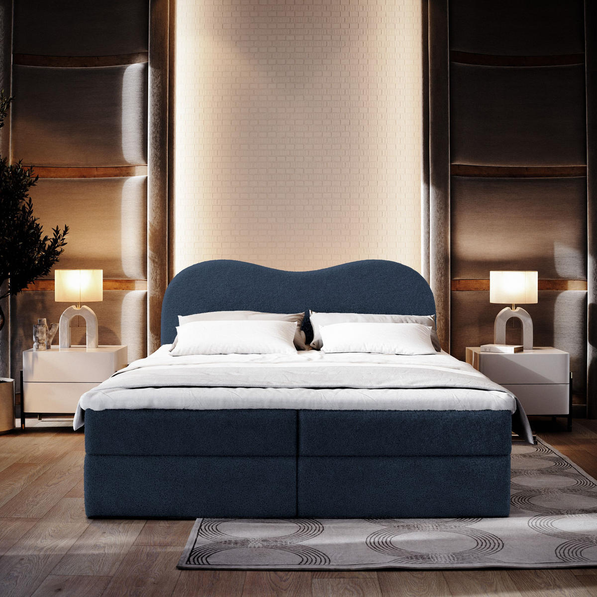 BOXBETT FLUVIA N 140x200 cm mit Matratze und Topper - Blau - Blau, Holz (140/200cm) - MASSENO