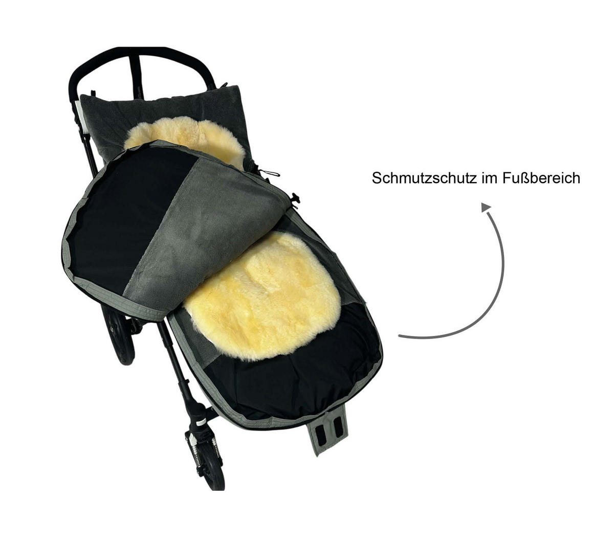 KINDERWAGENFUSSSACK Sheep mit Lammfelleinlage, anthracite - Grau, Textil/Fell (45/100cm) - Kaiserbaby